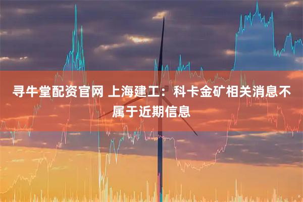寻牛堂配资官网 上海建工：科卡金矿相关消息不属于近期信息