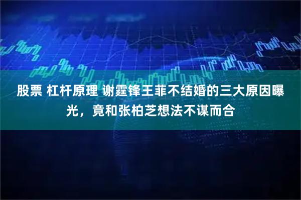 股票 杠杆原理 谢霆锋王菲不结婚的三大原因曝光，竟和张柏芝想法不谋而合